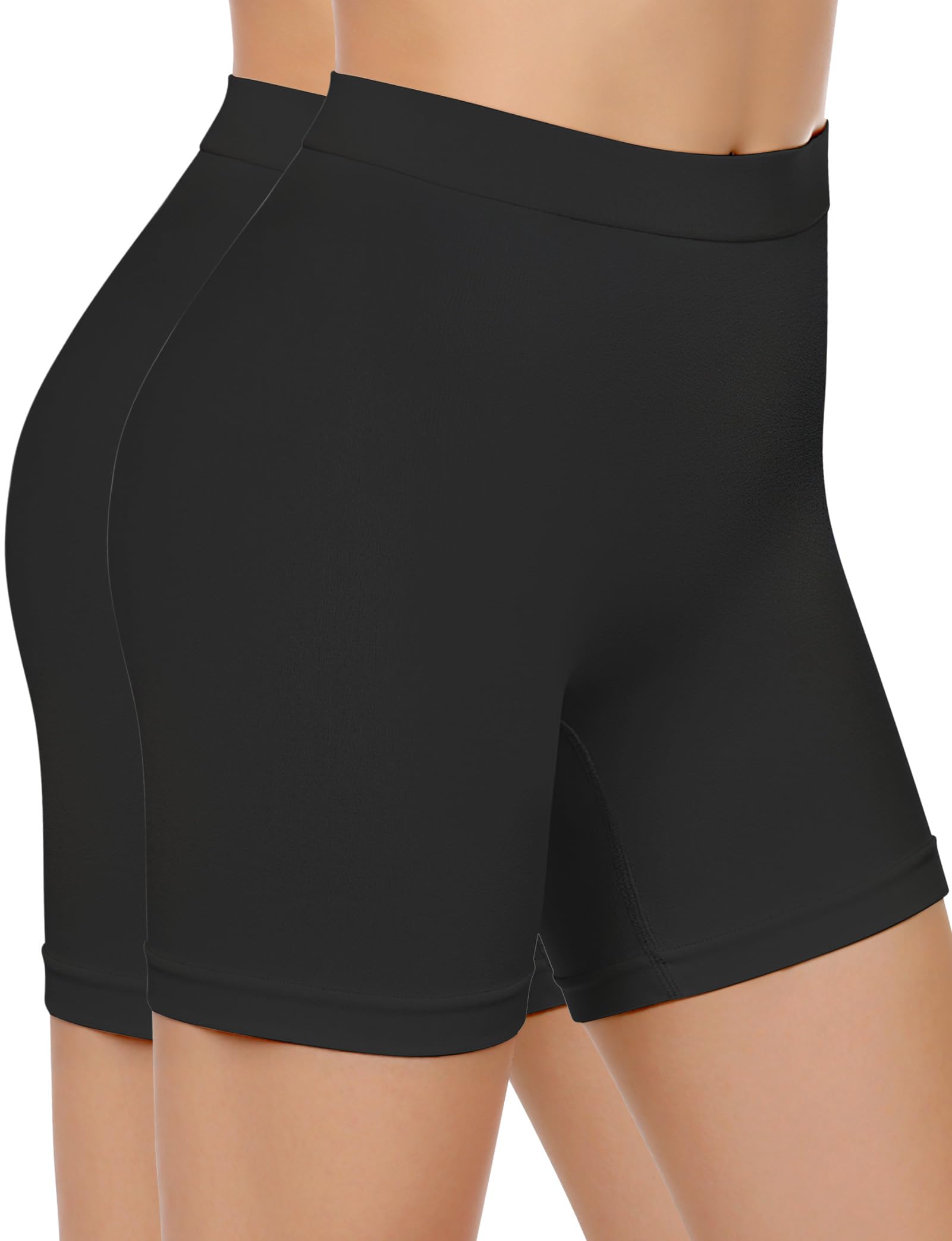 Photo 1 of ZENUTA Slip Shorts for Women Under Dresses, Seamless Anti Chafing Shorts Summer, Biker Shorts for Women (2pcs Black,XL)