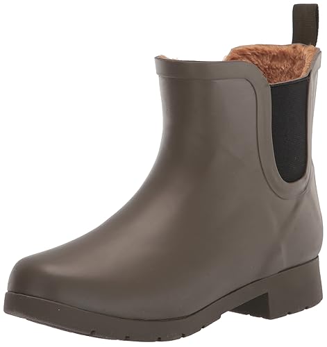 Chooka Womens Waterproof Plush Chelsea Bootie Rain, Olive, 11 US