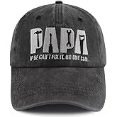 Papa If He Can't Fix It No One Can, Papa Tools Hat for Men, Funny Adjustable Cotton Embroidered Dad Baseball Cap