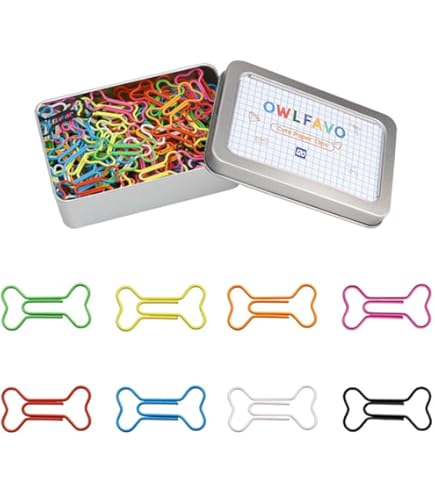 Butler In The Home Dog Bone Shaped Paper Clips - 100 Count In Silver Tin For Pet Lovers