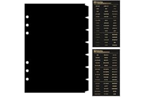 DY.2ten Black Dividers for 6 Ring Binder, 7-Tab Sturdy Plastic Dividers, A5 Index Divider, 6 Hole Binder Dividers, Insertable Notebook Planner Tab Dividers for Binders