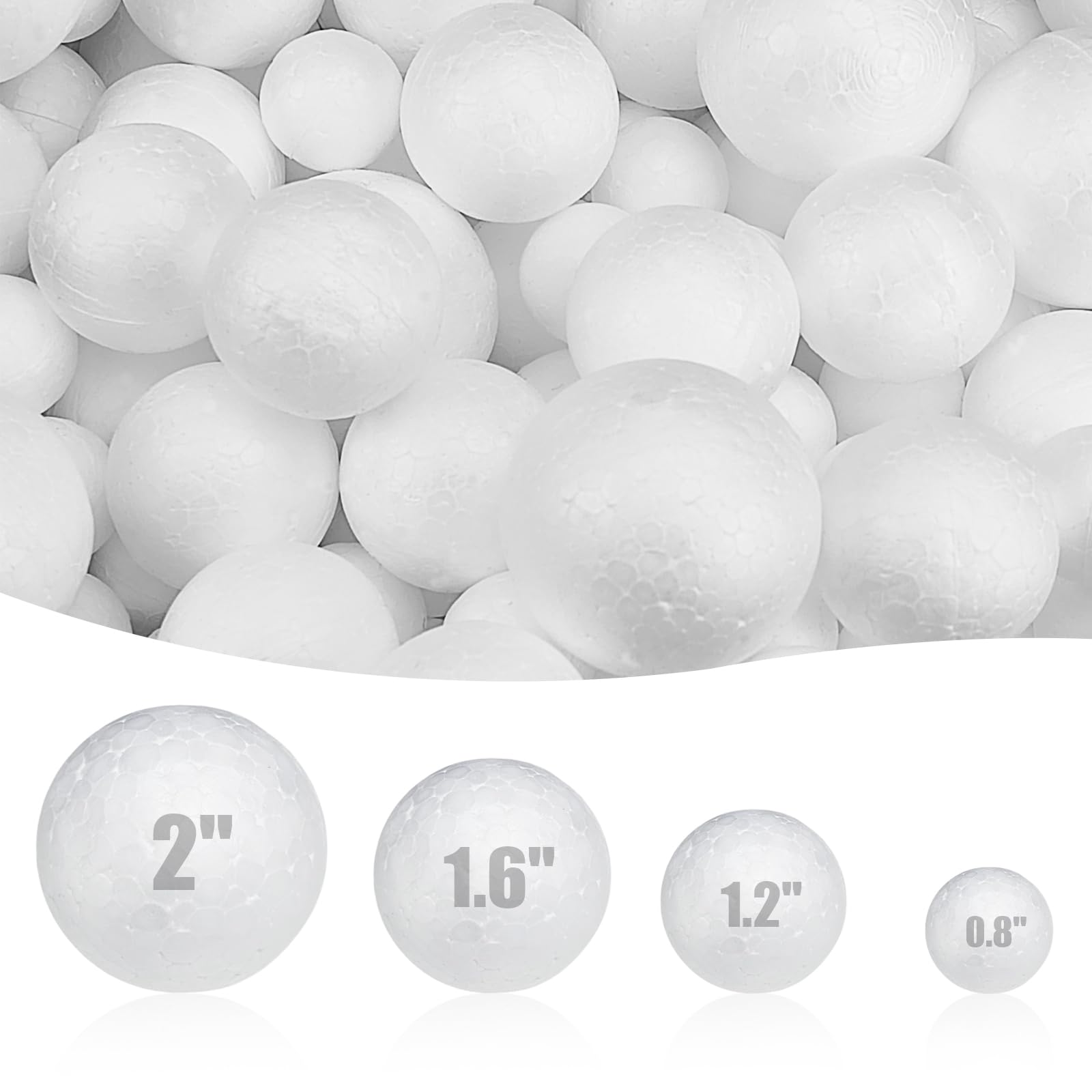 Photo 1 of (used)(unknown if complete) Styrofoam Balls,245PC Large White Foam Balls for Crafts, DIY Craft Giant Foam Ball for Home and School,Smooth Solid Round Ball(Styrofoam-0.8-2in-245pc)