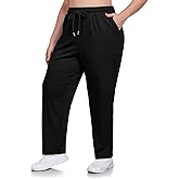 COOTRY Plus Size Straight Leg Sweatpants Women Athletic Workout Yoga Pants Lounge Casual Sweat Pants with 3 Pockets