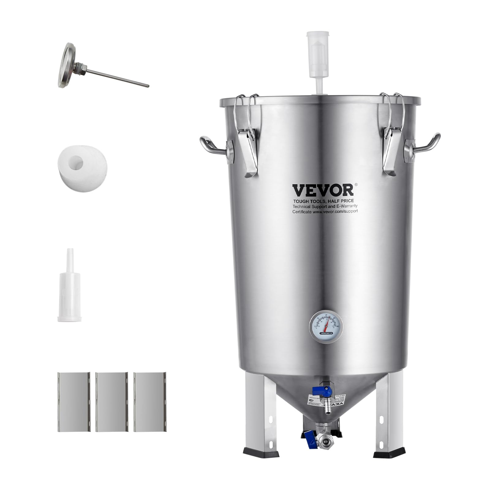 Photo 1 of ***HAS DAMAGES FROM HEAVY USAGE*** VEVOR Fermentation tank 8 Gallon Stainless Steel Beer Brew Fermentor Brew Bucket Fermentor for Home Brewing with Conical Base Brewing Equipment
