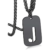 Bandmax Initial Letter For Men Women Necklace Chain Dog Tags Stainless Steel 26 Alphabet Hollow Capitals Chains With Pendants Jewelry Steel/Gold/Black Necklace Chain For Men
