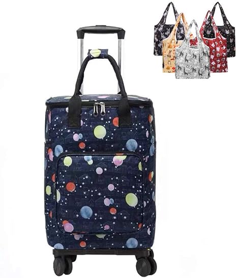 Amazon キャリーカート 買い物カート ショッピングキャリー 折りたたみ 保冷保温 軽量 静音 大容量 4輪 運搬 重い荷物も楽々移動 おしゃれ ショッピングカート アウトドア適用 エコバッグ贈り 老人車 敬老の日 ギフト 風船柄 Hifeos ショッピングキャリー 通販