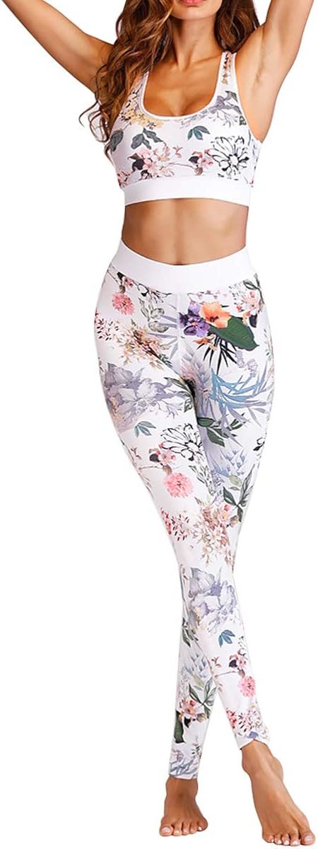 bbmee Workout Suit Set，Yoga Crop Tank Top Strappy Bra and High Waist Leggings 2 Piece Sports Outfits for Women