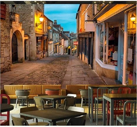 Amazon Bosakp カスタム壁画壁紙ヨーロッパイタリアストリートタウン風景画写真壁壁画レストランカフェインテリアインテリア壁紙 360x250cm 壁紙