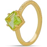 iCarats 18k Yellow Gold Plated Onyx, Peridot, Iolite Ring Princess Cut 8x8MM Gemstone Birthstone Gold Vermeil 925 Sterling Silver - Size 7, 8
