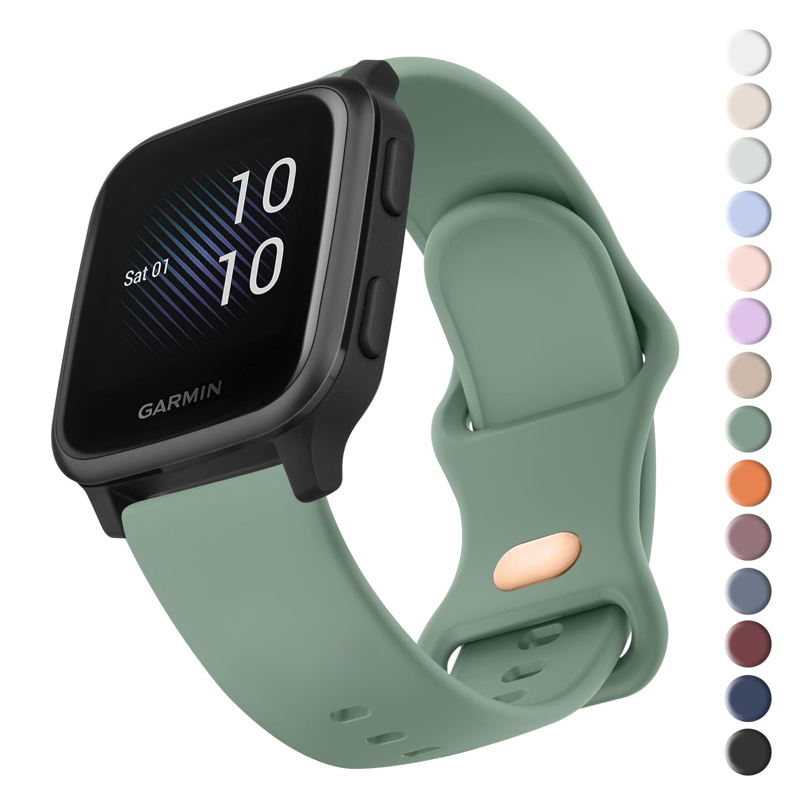 Mugust Strap Compatible with Garmin Venu Sq 2/Venu 2 Plus/Venu/Vivoactive 5/3 Music, 20mm Adjustable Soft Silicone Strap (Cactus)