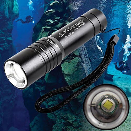 ustopfire XML-T6 2000 LM Professional Diving Flashlight Scuba Diving Light, Bright LED Submarine Light Scuba Safety Light 50M Waterproof scuba Diving Outdoor Under water Sports