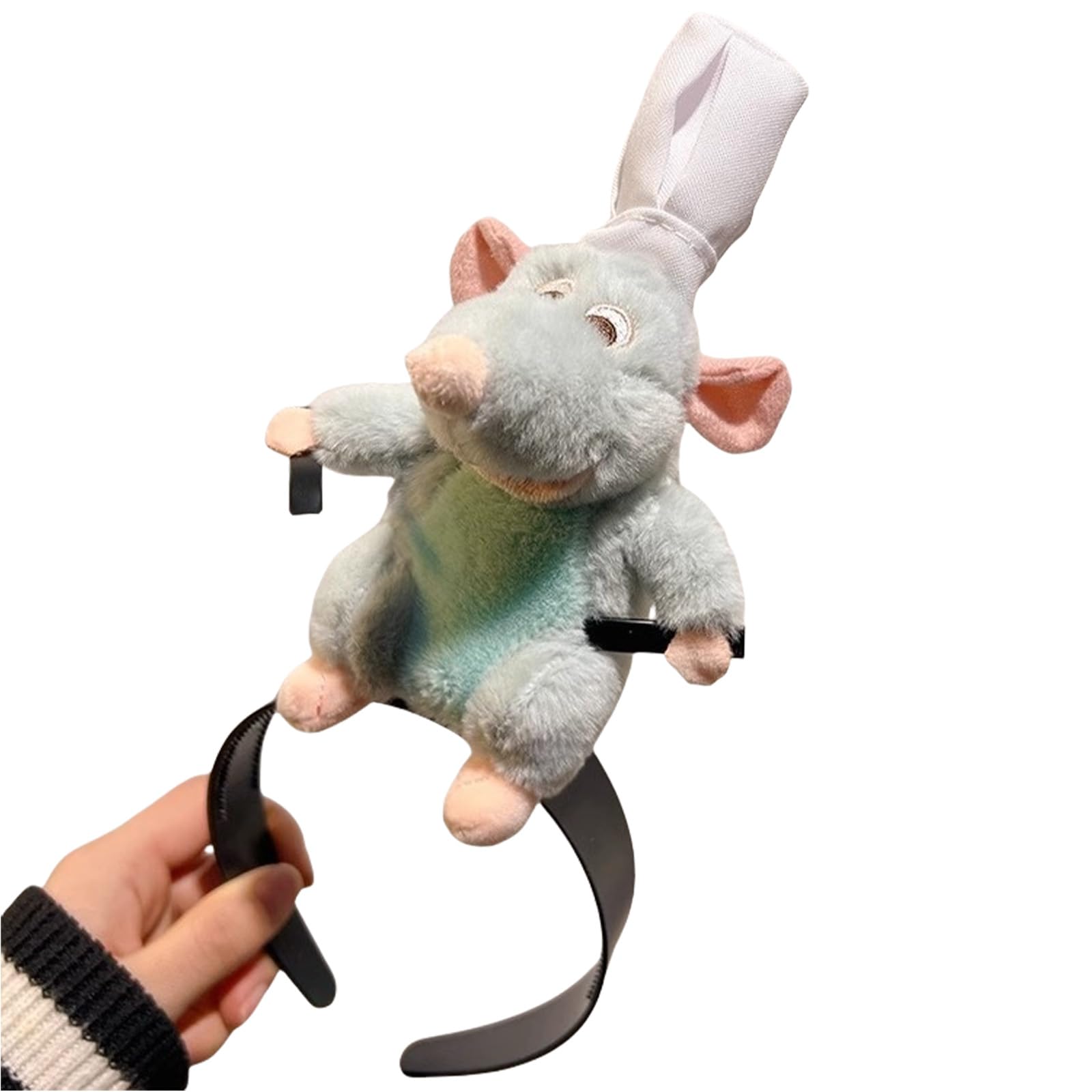 SSKHE Remy Headwear,Remy Plush Headband,Cartoon Headband Decoration,Stuffed Animal Mouse Headwear,Gift for Children, Adults Fans (1, Blue, one size)