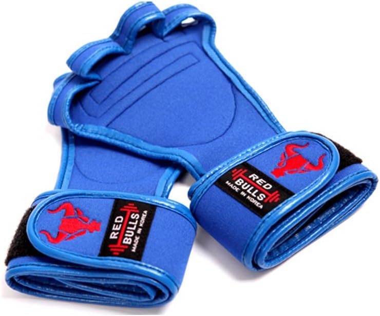 Red Bulls 4 Weightlifting Gloves Power Lifting Health Weight Workout Grip (Black, M(10.5 x 16x 5(cm)))