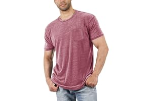 Men's Short Sleeve Soft T-Shirt Casual Solid Color Crew Neck Tee Tops Pocket Shirt