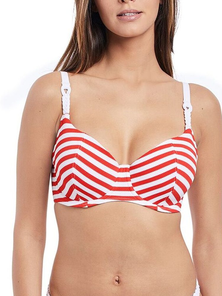 Freya Womens Drift Away Underwire Sweetheart Padded Bikini Top, 36H, Red