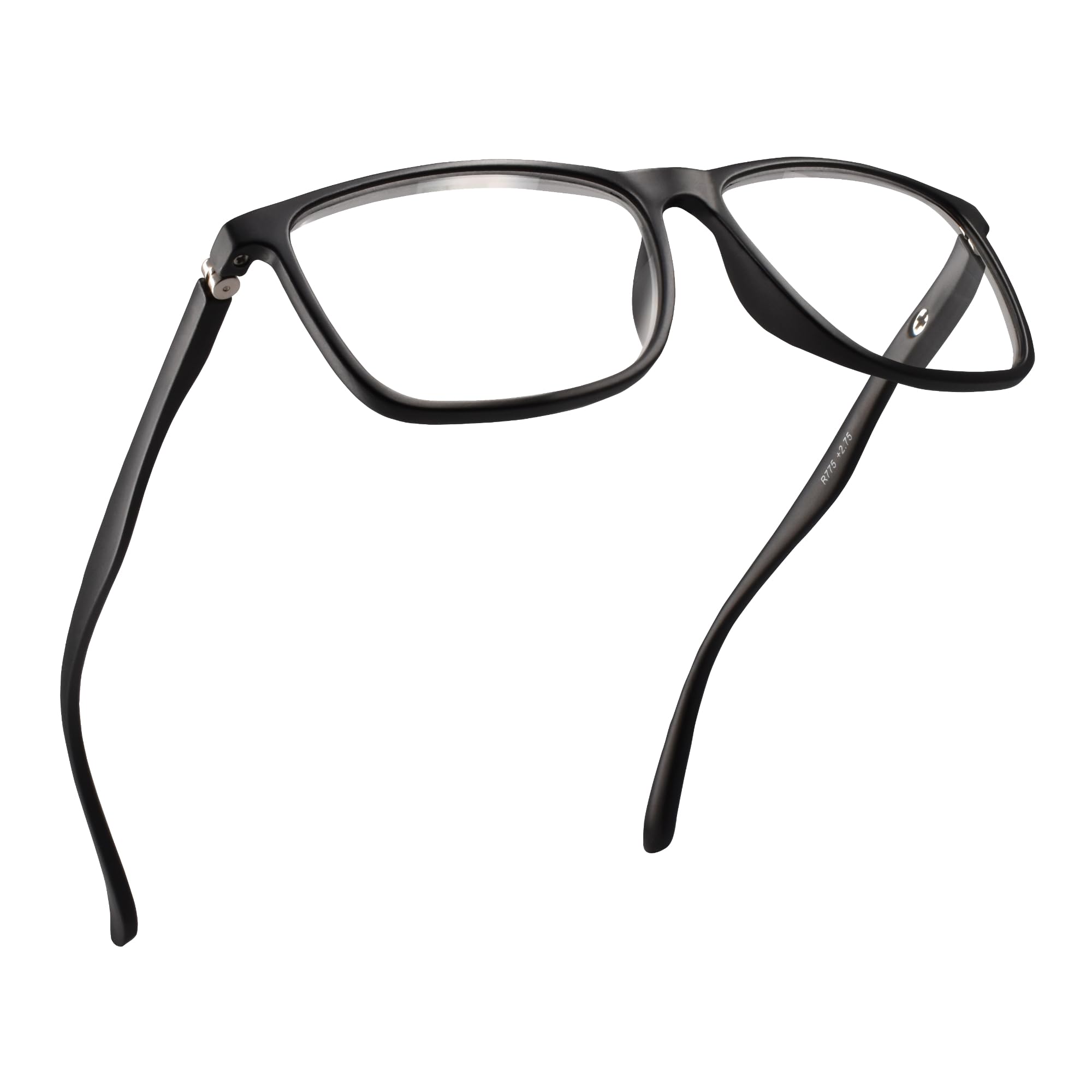 Photo 1 of TR90 Matte Black Large Frame Reading Glasses Men with Sturdy Made - Strong Flexible Spring Hinges Mens Eyeglasses - Trendy for all Face Shape Readers for Men - Wide Frame Cheaters Reading Glasses 1.75