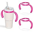 Tumbler Handle for Stanley 14oz Quencher H2.0 Flowstate Tumbler, Pack of 2 Tumbler Handles,Anti Slip, Car Cup Holder Friendly, Improved Grip, Reduced Spills (Hot Pink)