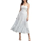 MakeMeChic Women's Striped Maxi Dress Spaghetti Strap Side Cut Out Backless Summer Flowy Dresses