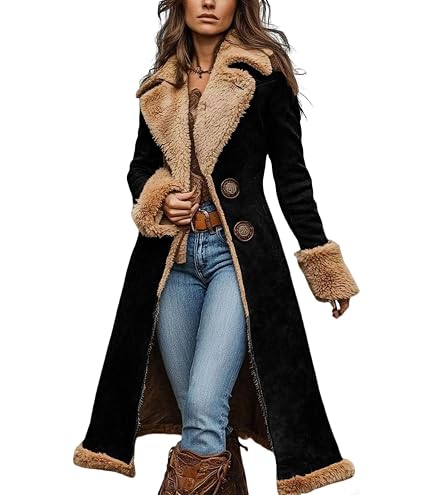 TACSTRUN Women's 70s Vintage Western Sherpa Fleece Lined Jacket