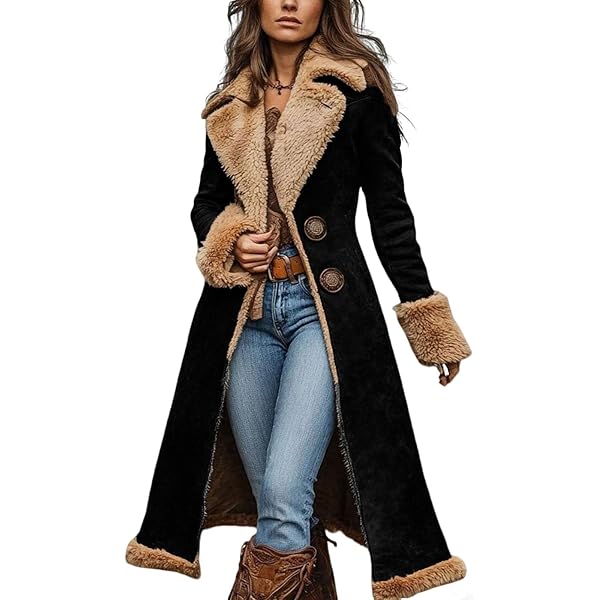 TACSTRUN Women's 70s Vintage Western Sherpa Fleece Lined Jacket