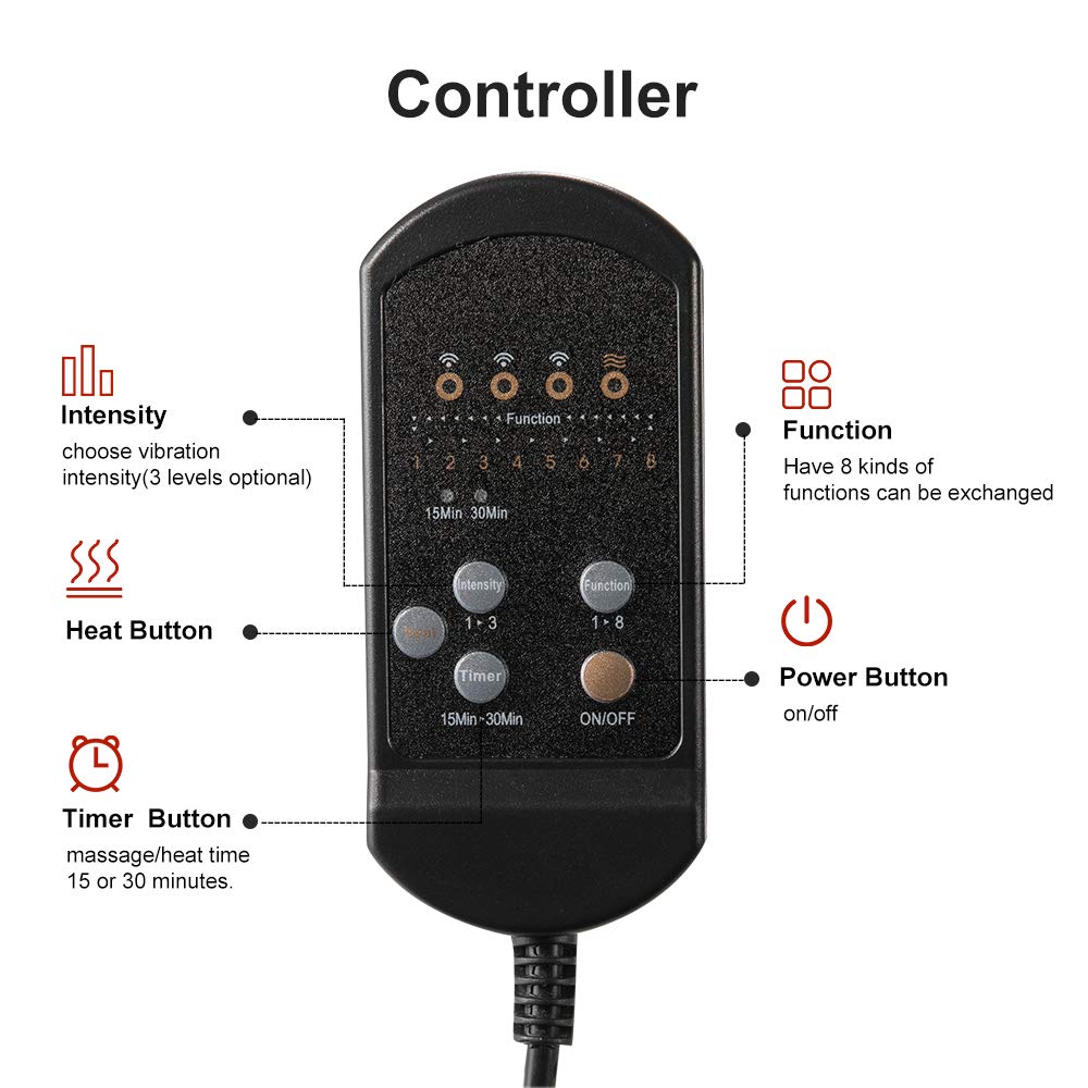 QUEES Heated Seat Cushion with Massage Function and Time Temperature Controller