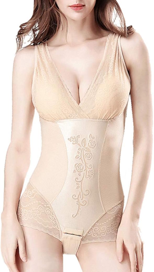 Women Tummy Control Underwear Deep V Bodysuit Lace Butt Lift Body