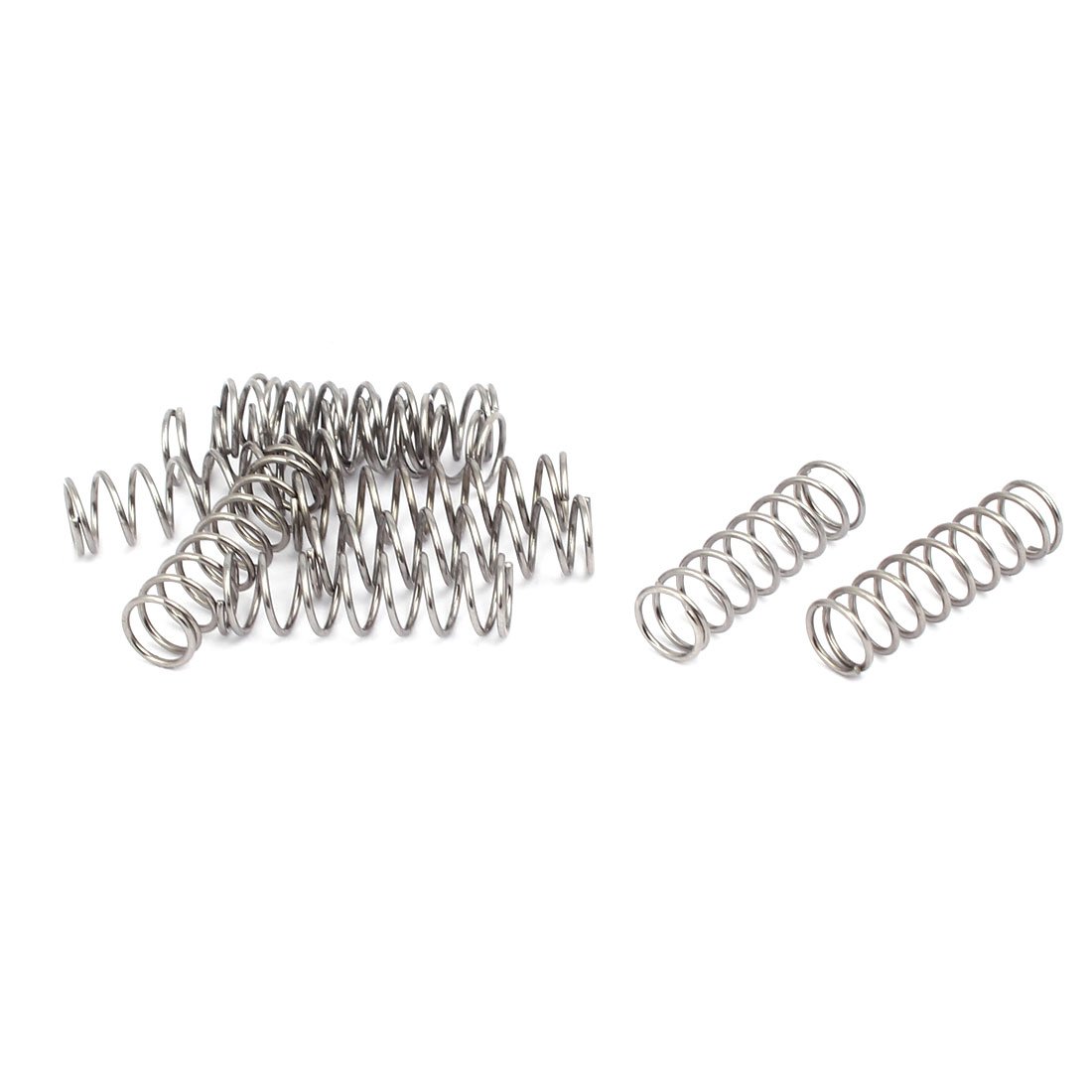 sourcingmap Compression Spring,304 Stainless Steel,6mm OD,0.6mm Wire Size,20mm Free Length,Silver Tone,10Pcs