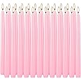 24 Pack Unscented Pink Taper Candle, 10 Inch Tall Candles Stick, Dripless Taper Candle with 8 Hour Burn Time, Deal for Party Wedding Emergency… …