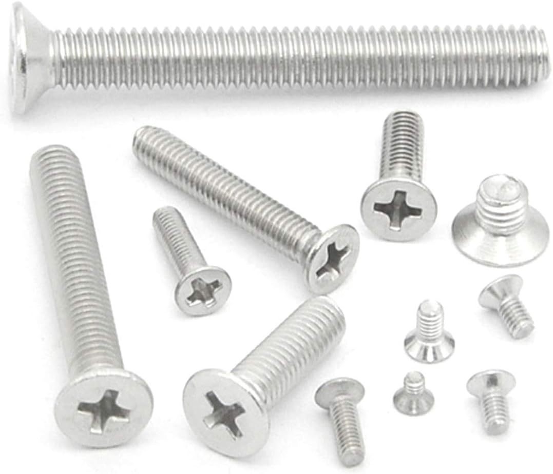 Aiweijia 304 Stainless Steel Screw Cross Flat GB819 Tooth Screw KM Cross countersunk Head Screw M1-M10 50PCS