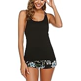 Ekouaer Womens Cami Pajama Set Sleeveless Racerback Tank Top Pjs Soft Sleepwear