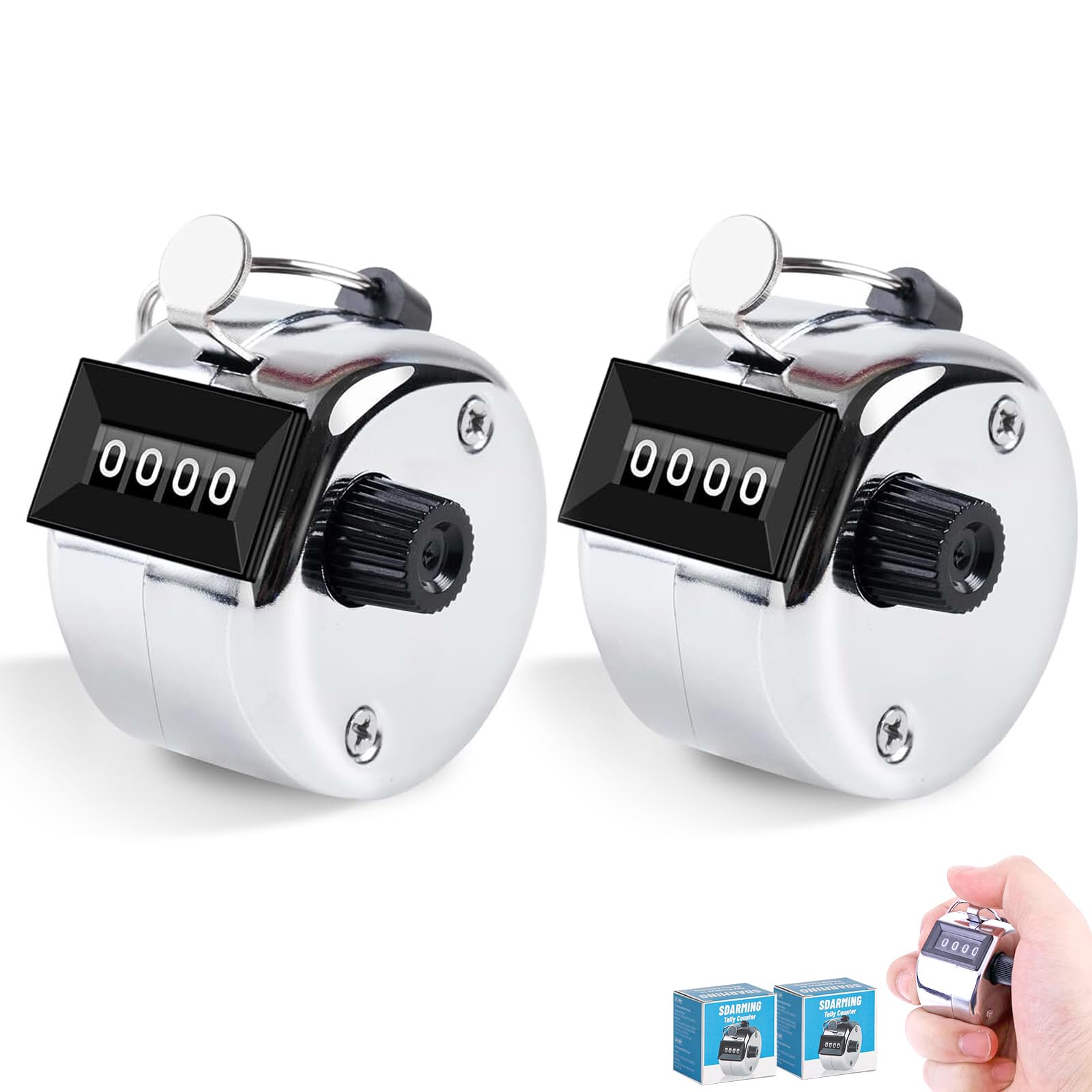 LIYANHU 2 Pcs Counter, Tally Counter, 4-Digit Clicker Counter, Metal Hand Tally Counters Clicker for Counting, Golf Scoring, Used for Counting Golf and Sports Activities