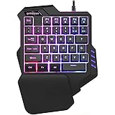 Qmhaonan Wired Keyboard, One Handed Keyboard, RGB Backlit 35 Keys, Mini Portable Keyboard for PS4 Xbox PC, 8 Lightning Modes