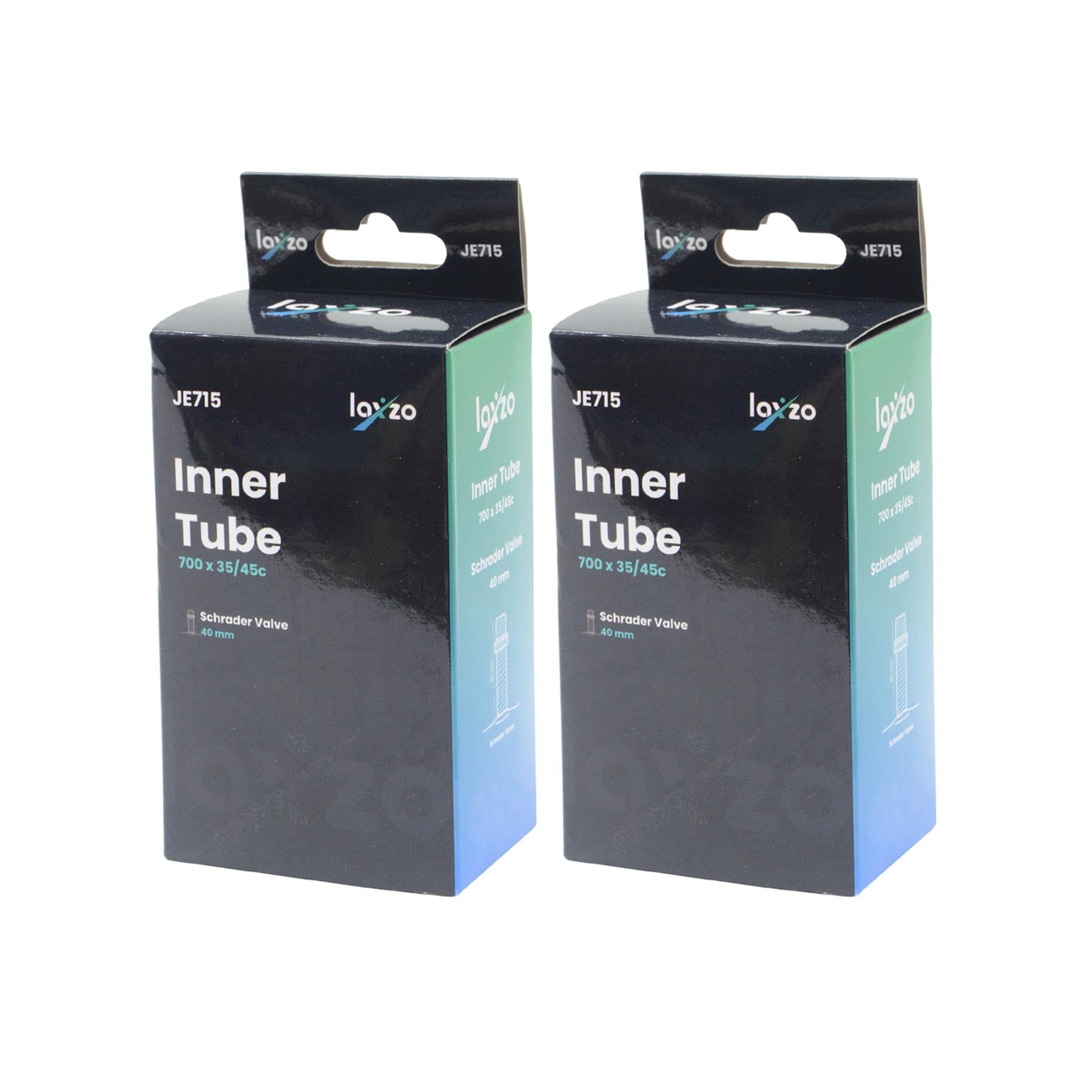 Laxzo ® Bike Tyre Inner Tube 700 x 35/45c Mountain MTB Bicycle High Puncture Resistance Butyl Rubber Schrader Valve 40mm Road Racing & Hybrid Bike Black 2PCS