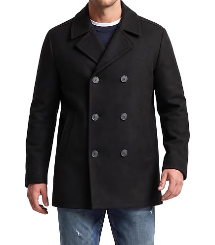 Brooks Brothers Men's Wool Classic Pea Coat, Navy, X-Large at