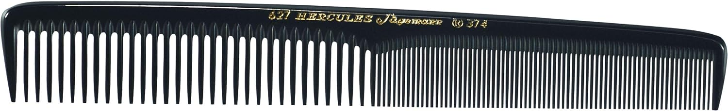 Hercules Sägemann 627-374 Professional Hair Cutting Comb Natural Rubber Hair Comb with 2 Teeth Coarse and Fine 7 Inches