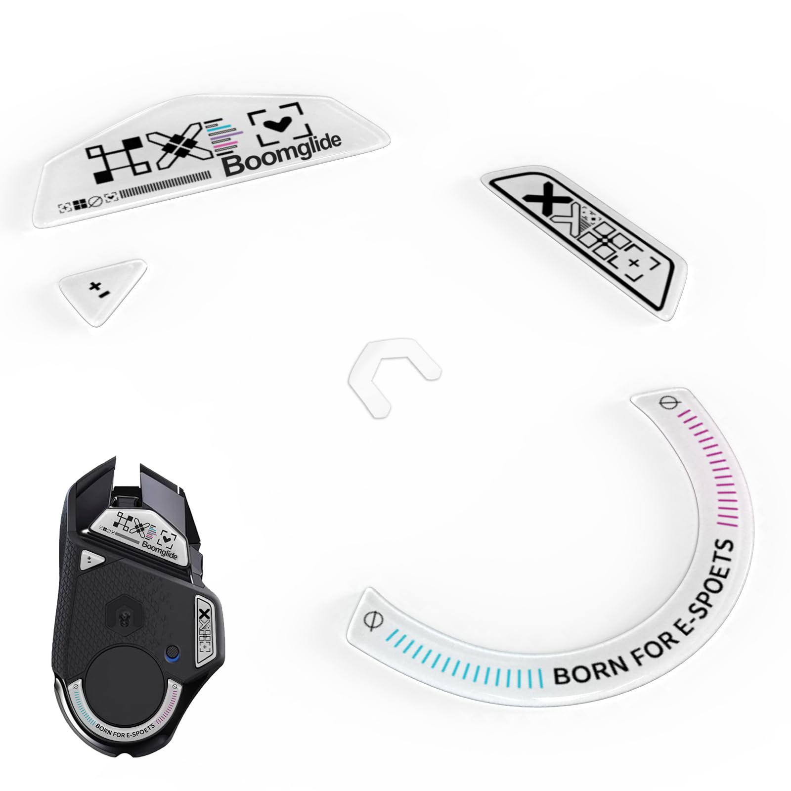 Photo 1 of YIMAGUJRX Glass Mouse Skates for Logitech G 502 Lightspeed Wireless,Fastest and Smoothest Mouse Feet/Skates (White Print)