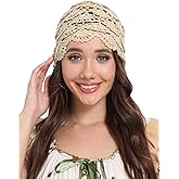 ENGLUCK Women’s Cotton Crochet Hat Boho Slouchy Beanie Handmade Knit Floral Skull Caps for Summer