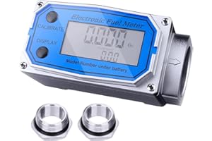 ZHIPURUL 1 Inch Digital Turbine Fuel Flow Meter NPT Thread Electronic Water Flowmeter with 3/4 in Adapters for Diesel Gas Oil Gasoline and Other Liquids Supports Gallon QTS PTS L m³ (Blue 3/4, 3/4IN)