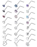 Yaalozei 18G Nose Rings Studs for Women Silver Nose