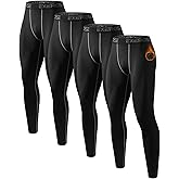 ATTIQOZI 5 or 4 Pack Men’s Thermal Compression Fleece Lined Pants Athletic Leggings Baselayer Workout Sports Running Tights