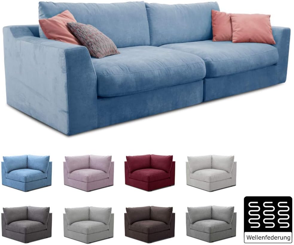 Cavadore Big Sofa Fiona / Große Couch inkl. Rückenkissen im modernen