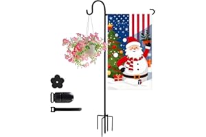 ESTTOP Heavy-Duty Garden Flag Stand with Shepherd's Hook Holder – Sturdy Metal Frame for 12x18 Inch Flags & String Lights, Weather-Resistant Outdoor Lawn, Patio, Yard Decorations