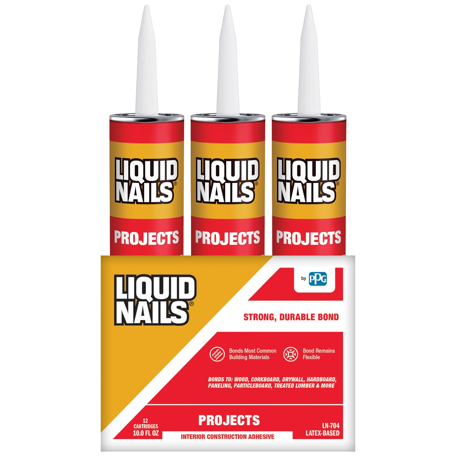 Liquid Nails Interior Projects 10 oz Off-White Latex-Based Construction Adhesive, 24 Pack Image