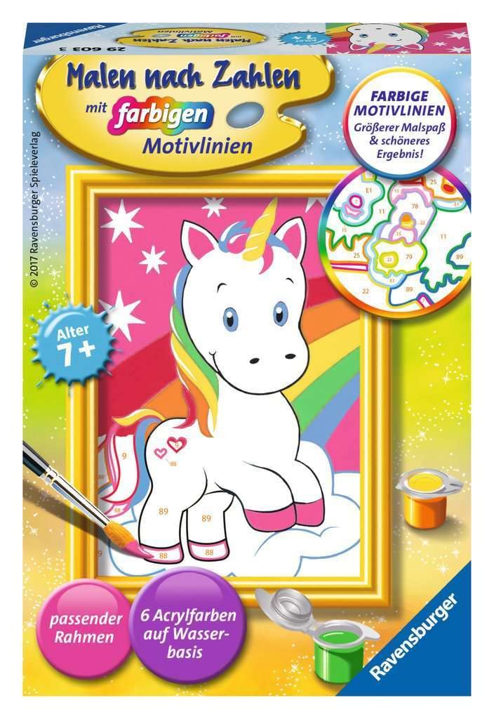 Ravensburger CreArt 29603 - Cute Unicorn - Painting by Numbers for Children from 7 Years, Painting Set with Frame, Brush and Acrylic Paints, Gift for Girls and Boys — image 1