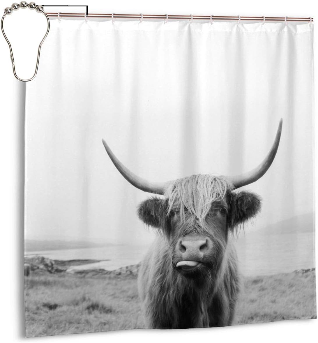 HHFASN Scottish Highland Cow Shower Curtains, Waterproof No Fading Polyester Stall