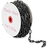 Stockroom Plus Plastic Chain - 100 ft, Black Plastic Chain Links - Safety Barrier for Fence, Driveway, Parking Lot & Gate