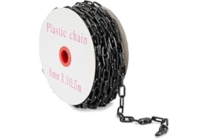 Stockroom Plus Plastic Chain - 100 ft, Black Plastic Chain Links - Safety Barrier for Fence, Driveway, Parking Lot & Gate