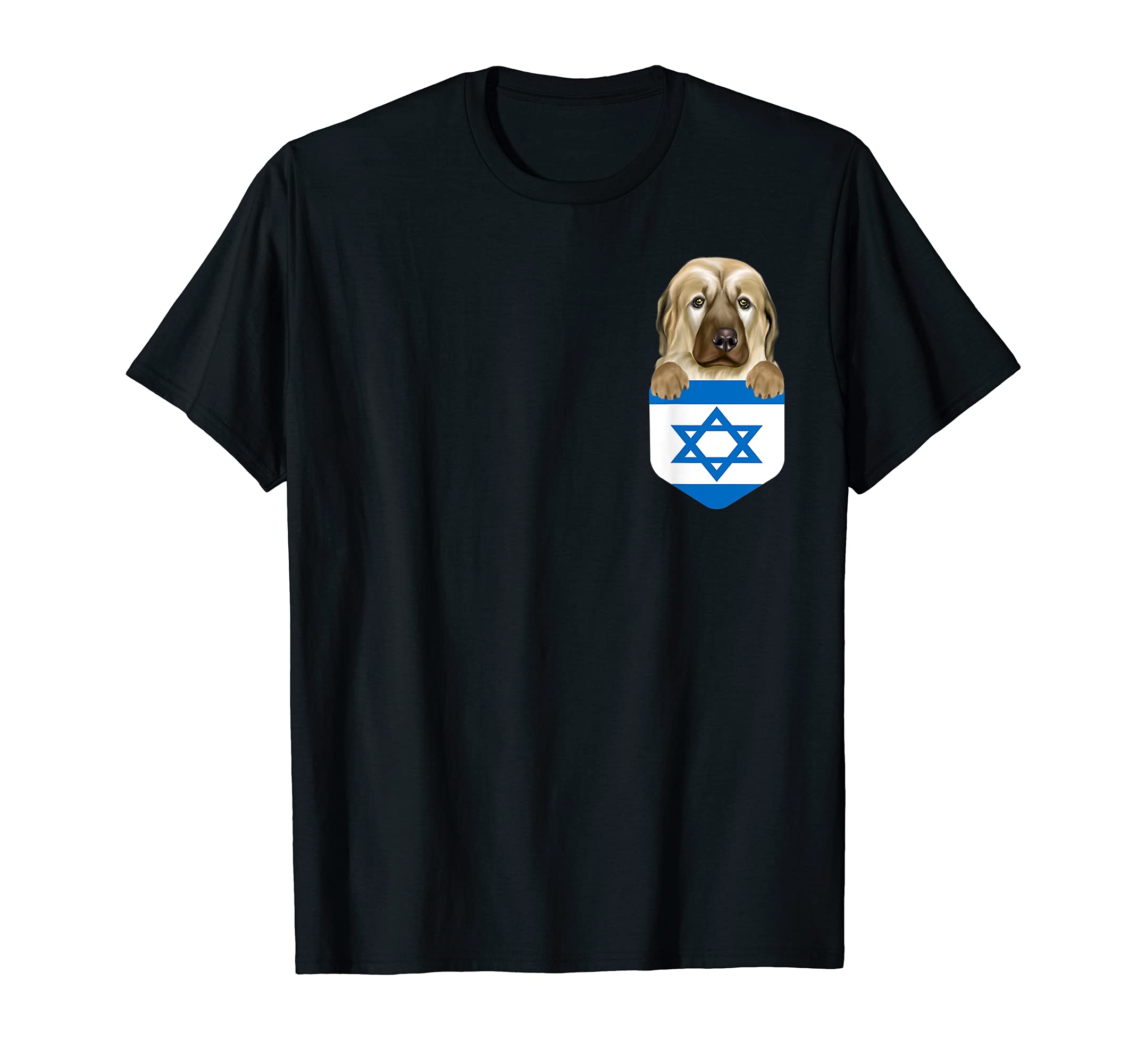 Israel Flag Anatolian Shepherd Dog Dog In Pocket T-Shirt