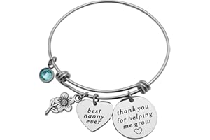 Eilygen Gift for Nanny Best Nanny Bracelet Bangle Nanny Jewelry Nanny Gift from Granddaughter