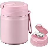 17oz Soup Thermo for Hot Food Kids,Insulated Food Jar with Spoon,Thermo Hot Food Lunch Container,Wide Mouth Leakproof Stainless Steel Lunch Box for School-Pink